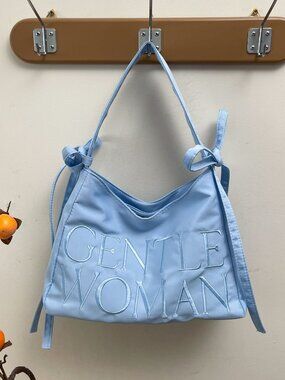 Light Blue Nylon Bow Shoulder Bag Boutique NWOT
